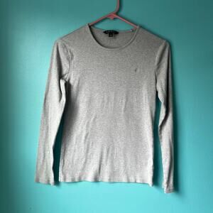 Lauren Ralph Lauren Gray Long Sleeve Shirt Polo Shirt Size Large